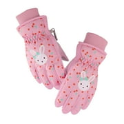 TAIAOJING Kids Winter Gloves Children Ski Gloves Warm Gloves Warm Cute Printed Gloves Riding Gloves Kids Windproof Gloves